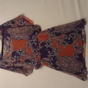 One piece sheer dress with purple camisole underneath dress